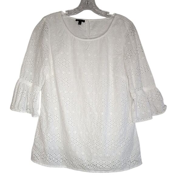 Talbots white cotton eyelet top keyhole back and side zip closure, size S - Picture 1 of 8
